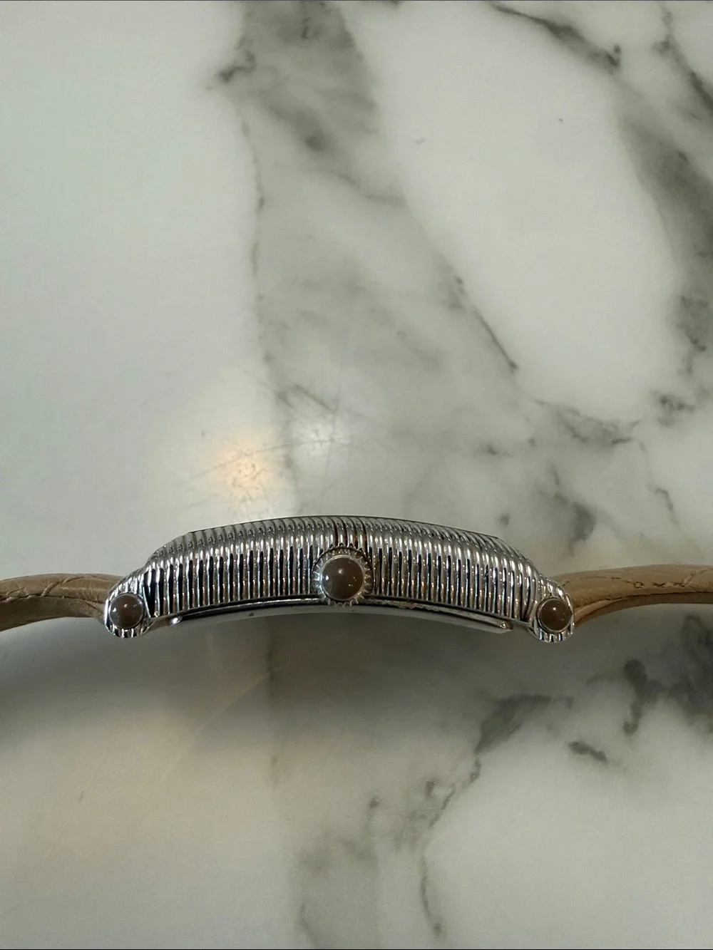 Judith Ripka stainless steel watch with leather band